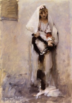 John Singer Sargent Painting - Un retrato de niña mendiga parisina John Singer Sargent